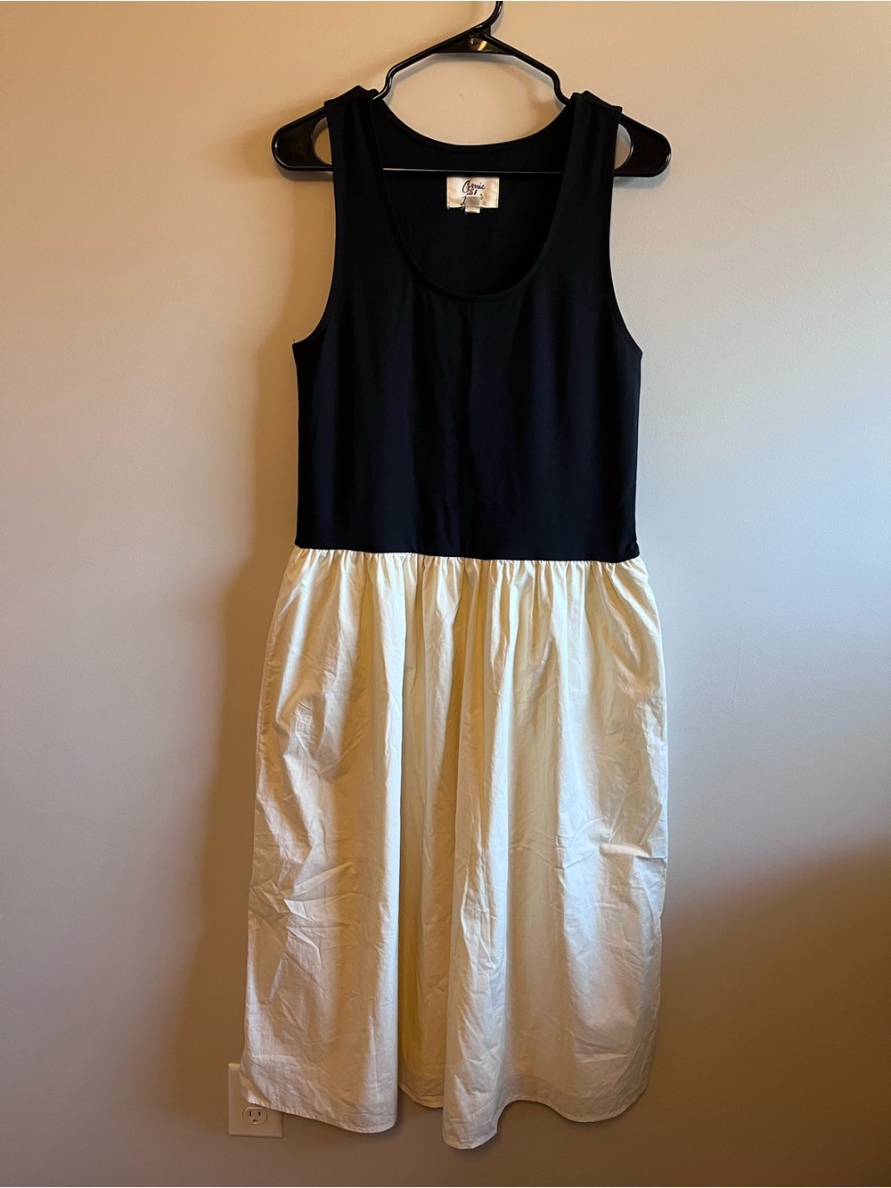 Cosmic Blue Love Two-Tone Black and Cream Sleeveless Dress